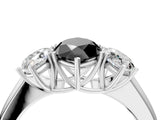 White gold Three-Stone Fancy Black Marquise Cut Cut Diamond Ring with Prong Setting and Classic Band_4