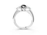 White gold Three-Stone Fancy Black Marquise Cut Cut Diamond Ring with Trillion Side Stones and Four-Prong Setting_14