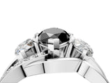 White gold Three-Stone Fancy Black Marquise Cut Cut Diamond Split Shank Prong Set Ring_4