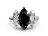 White gold Three-Stone Fancy Black Marquise Cut Cut Solitaire Ring with Classic Prong Setting_12