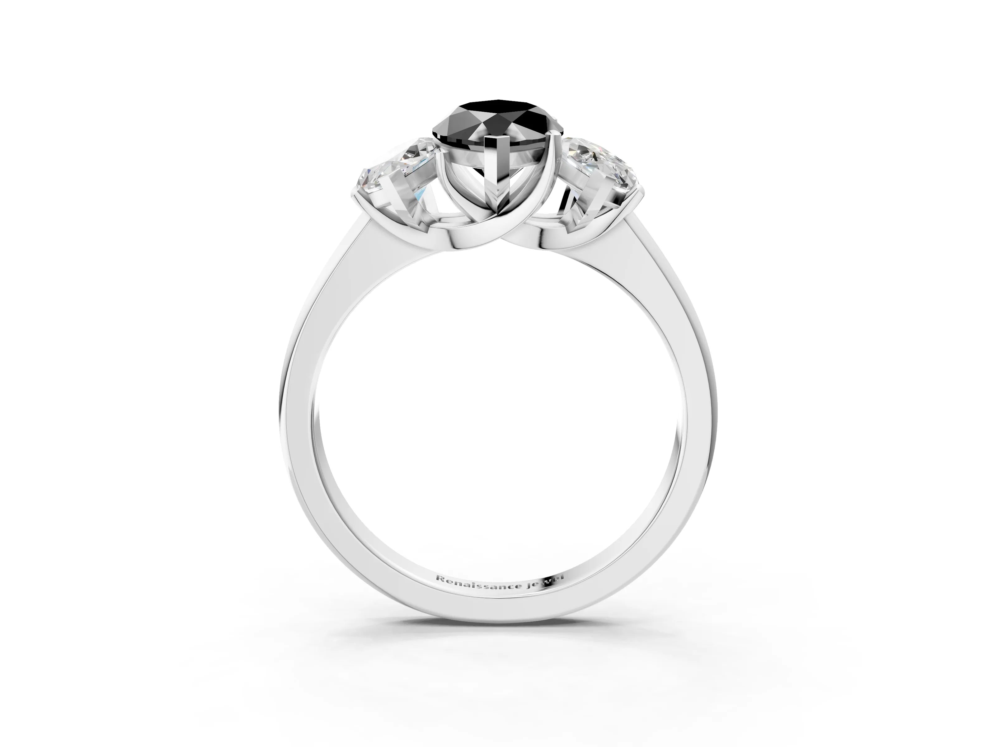 White gold Three-Stone Fancy Black Marquise Cut Cut Solitaire Ring with Classic Prong Setting_15
