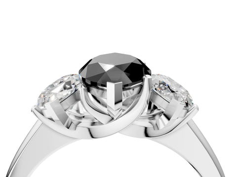 White gold Three-Stone Fancy Black Marquise Cut Cut Solitaire Ring with Classic Prong Setting_16