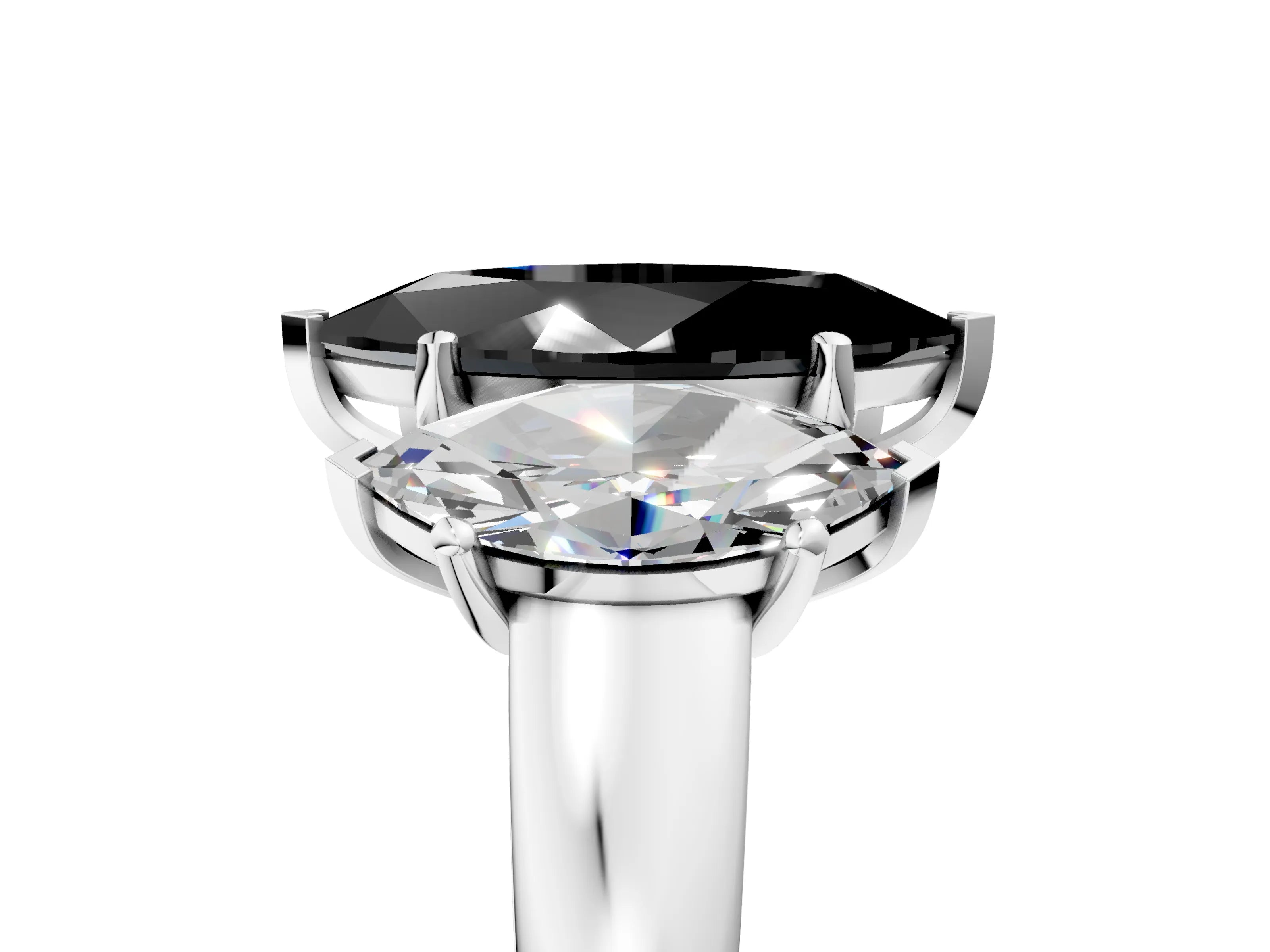 White gold Three-Stone Fancy Black Marquise Cut Cut Solitaire Ring with Classic Prong Setting_17
