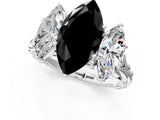 White gold Three-Stone Fancy Black Marquise Cut Diamond Braided Band Ring with Four-Prong Setting_13