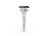 White gold Three-Stone Fancy Black Marquise Cut Diamond Braided Band Ring with Four-Prong Setting_14