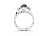 White gold Three-Stone Fancy Black Marquise Cut Diamond Braided Band Ring with Four-Prong Setting_15