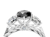 White gold Three-Stone Fancy Black Marquise Cut Diamond Braided Band Ring with Four-Prong Setting_16