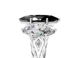 White gold Three-Stone Fancy Black Marquise Cut Diamond Braided Band Ring with Four-Prong Setting_17