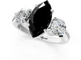 White gold Three-Stone Fancy Black Marquise Cut Diamond Channel Set Engagement Ring with Prong Setting_13
