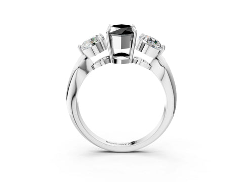 White gold Three-Stone Fancy Black Marquise Cut Diamond Channel Set Engagement Ring with Prong Setting_15