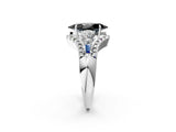 White gold Three-Stone Fancy Black Marquise Cut Diamond Engagement Ring with Pave Band and Prong Setting_14