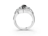 White gold Three-Stone Fancy Black Marquise Cut Diamond Engagement Ring with Pave Band and Prong Setting_15