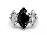 White gold Three-Stone Fancy Black Marquise Cut Diamond Engagement Ring with Prong Setting_15