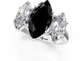 White gold Three-Stone Fancy Black Marquise Cut Diamond Engagement Ring with Prong Setting_16