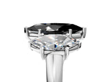 White gold Three-Stone Fancy Black Marquise Cut Diamond Engagement Ring with Prong Setting_20
