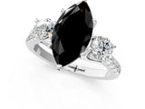White gold Three-Stone Fancy Black Marquise Cut Diamond Pavé Band with Four-Prong Setting_1