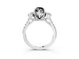 White gold Three-Stone Fancy Black Marquise Cut Diamond Pavé Band with Four-Prong Setting_3