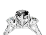 White gold Three-Stone Fancy Black Marquise Cut Diamond Pavé Band with Four-Prong Setting_4