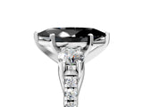 White gold Three-Stone Fancy Black Marquise Cut Diamond Pavé Band with Four-Prong Setting_5