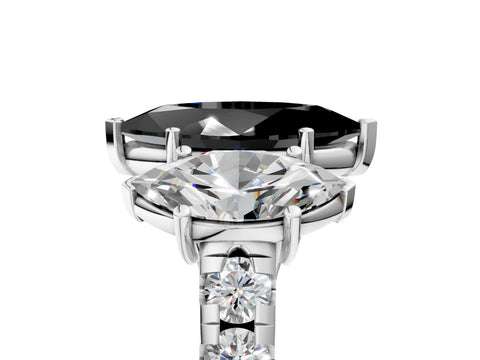 White gold Three-Stone Fancy Black Marquise Cut Diamond Pavé Band with Prong Setting_5