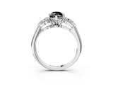White gold Three-Stone Fancy Black Marquise Cut Diamond Ring with Pear Side Stones and Four-Prong Setting_3
