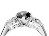 White gold Three-Stone Fancy Black Marquise Cut Diamond Ring with Pear Side Stones and Four-Prong Setting_4