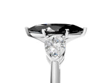 White gold Three-Stone Fancy Black Marquise Cut Diamond Ring with Pear Side Stones and Four-Prong Setting_5