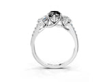 White gold Three-Stone Fancy Black Marquise Cut Diamond Ring with Round  Pavé Band and Prong Setting_139
