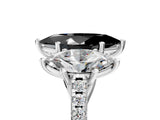 White gold Three-Stone Fancy Black Marquise Cut Diamond Ring with Round  Pavé Band and Prong Setting_141