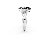White gold Three-Stone Fancy Black Marquise Cut Diamond Ring with Round Side Stones, Classic Band, and Four-Prong Setting_26