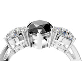 White gold Three-Stone Fancy Black Marquise Cut Diamond Ring with Round Side Stones, Classic Band, and Four-Prong Setting_28