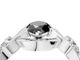 White gold Three-Stone Fancy Black Marquise Cut Diamond Wave Pave Band with Prong Setting_16