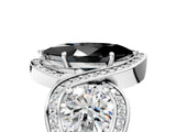 White gold Three-Stone Fancy Black Marquise Cut Diamond Wave Pave Band with Prong Setting_17