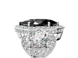 White gold Three-Stone Fancy Black Marquise Cut Halo Diamond Milgrain Band with Four-Prong Setting_5