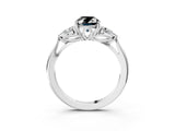 White gold Three-Stone Fancy Black Oval Cut Brilliant Diamond Solitaire Ring with Tapered Band and Four-Prong Setting_22