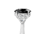White gold Three-Stone Fancy Black Oval Cut Brilliant Diamond Solitaire Ring with Tapered Band and Four-Prong Setting_24