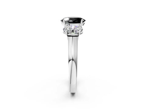 White gold Three-Stone Fancy Black Oval Cut Brilliant Diamond Trellis Ring with Comfort Fit Band_14