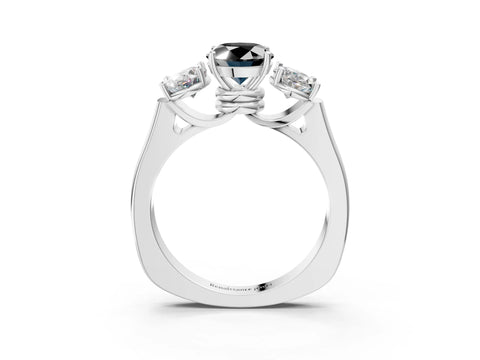 White gold Three-Stone Fancy Black Oval Cut Brilliant Diamond Trellis Ring with Comfort Fit Band_15