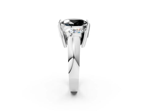 White gold Three Stone Fancy Black Oval Cut Cut Channel Set Diamond Ring_26