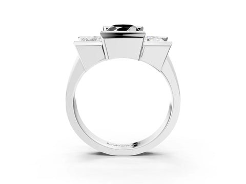 White gold Three Stone Fancy Black Oval Cut Cut Channel Set Diamond Ring_27