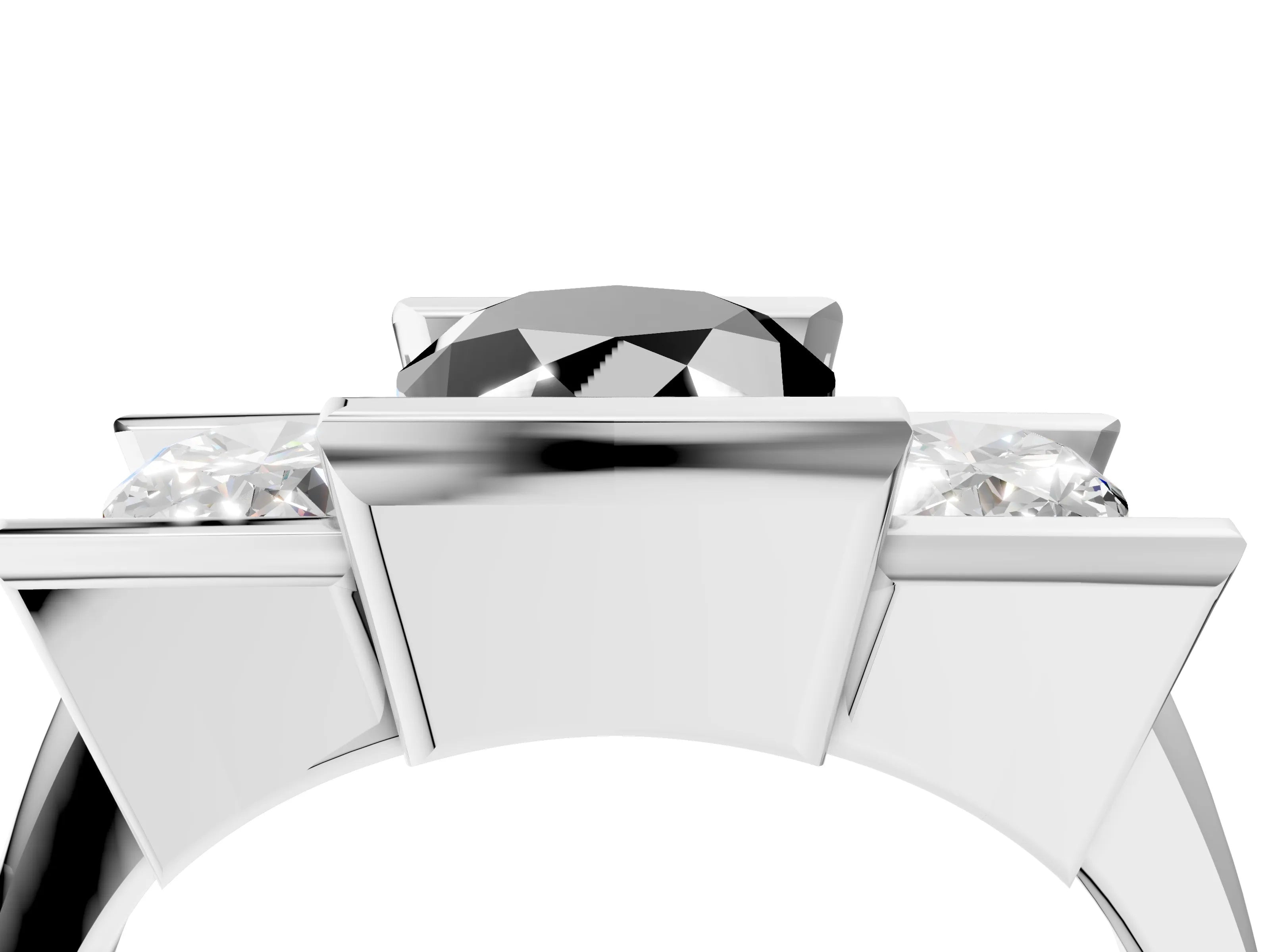 White gold Three Stone Fancy Black Oval Cut Cut Channel Set Diamond Ring_28