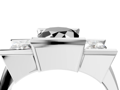 White gold Three Stone Fancy Black Oval Cut Cut Channel Set Diamond Ring_28