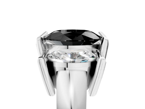 White gold Three Stone Fancy Black Oval Cut Cut Channel Set Diamond Ring_29
