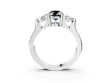 White gold Three-Stone Fancy Black Oval Cut Cut Classic Band Prong Setting Ring_3