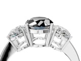 White gold Three-Stone Fancy Black Oval Cut Cut Diamond Engagement Ring with Flat Band and Four-Prong Setting_16