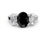 White gold Three-Stone Fancy Black Oval Cut Cut Diamond Engagement Ring with Flat Band and Four-Prong Setting_18