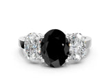 White gold Three-Stone Fancy Black Oval Cut Cut Diamond Engagement Ring with Flat Band and Four-Prong Setting_18