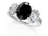 White gold Three-Stone Fancy Black Oval Cut Cut Diamond Engagement Ring with Flat Band and Four-Prong Setting_19
