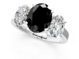 White gold Three-Stone Fancy Black Oval Cut Cut Diamond Engagement Ring with Flat Band and Four-Prong Setting_19