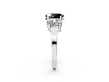 White gold Three-Stone Fancy Black Oval Cut Cut Diamond Engagement Ring with Flat Band and Four-Prong Setting_20
